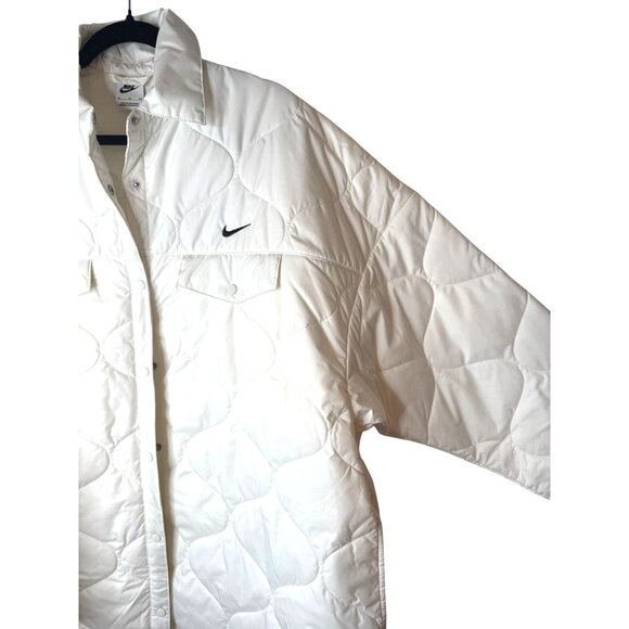 NWT Nike XL White Quilted Oversized Fit Jacket Knee Length - Picture 4 of 15